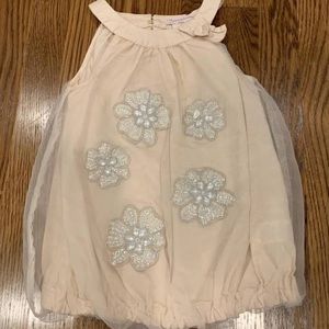 Catherine Malandrino Blush Tulle Bubble Jewel Top
